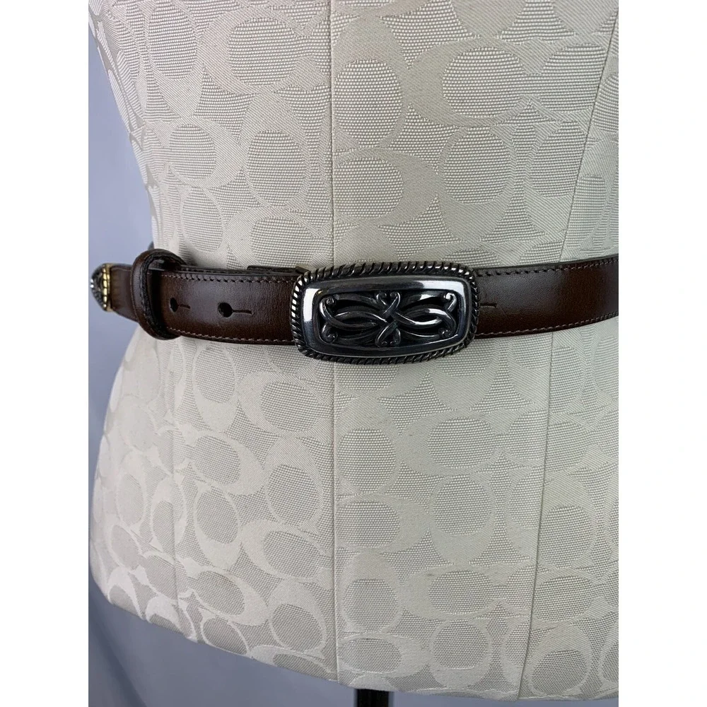 Medium Brighton Belt Womens Brown Leather Silver Filigree Buckle Style 35409